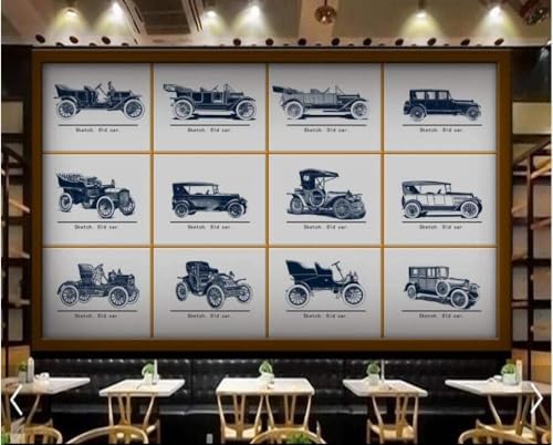 Klassische Oldtimer 3D Tapete Poster Restaurant Schlafzimmer Wohnzimmer Sofa TV Dekorative Wand-350cm×256cm