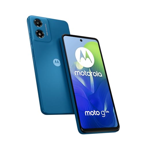 Motorola Moto g04s Smartphone (6,6"-HD+-Display, 50-MP-Kamera, 4/64 GB, 5000 mAh, Android 14) Satin Blue, inkl. Schutzcover + Handyhalterung [Exklusiv bei Amazon]