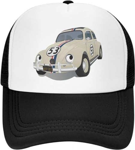 GPMZZMIX Baseballkappe Hiphop Sonnenhut modisch Herbie 53 klassischer Rennwagen Baseballkappe für Damen und Herren verstellbare Trucker Mütze Sonnenschutz Geschenk