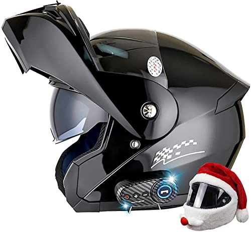 Motorradhelm Motorrad Bluetooth Klapphelme Helm,mit Doppelvisie Scooterhelm Chopperhelm Rollerhelm Modular Schutzhelm,Eingebautem Mikrofon Automatic Answer,DOT/ECE Zertifiziert