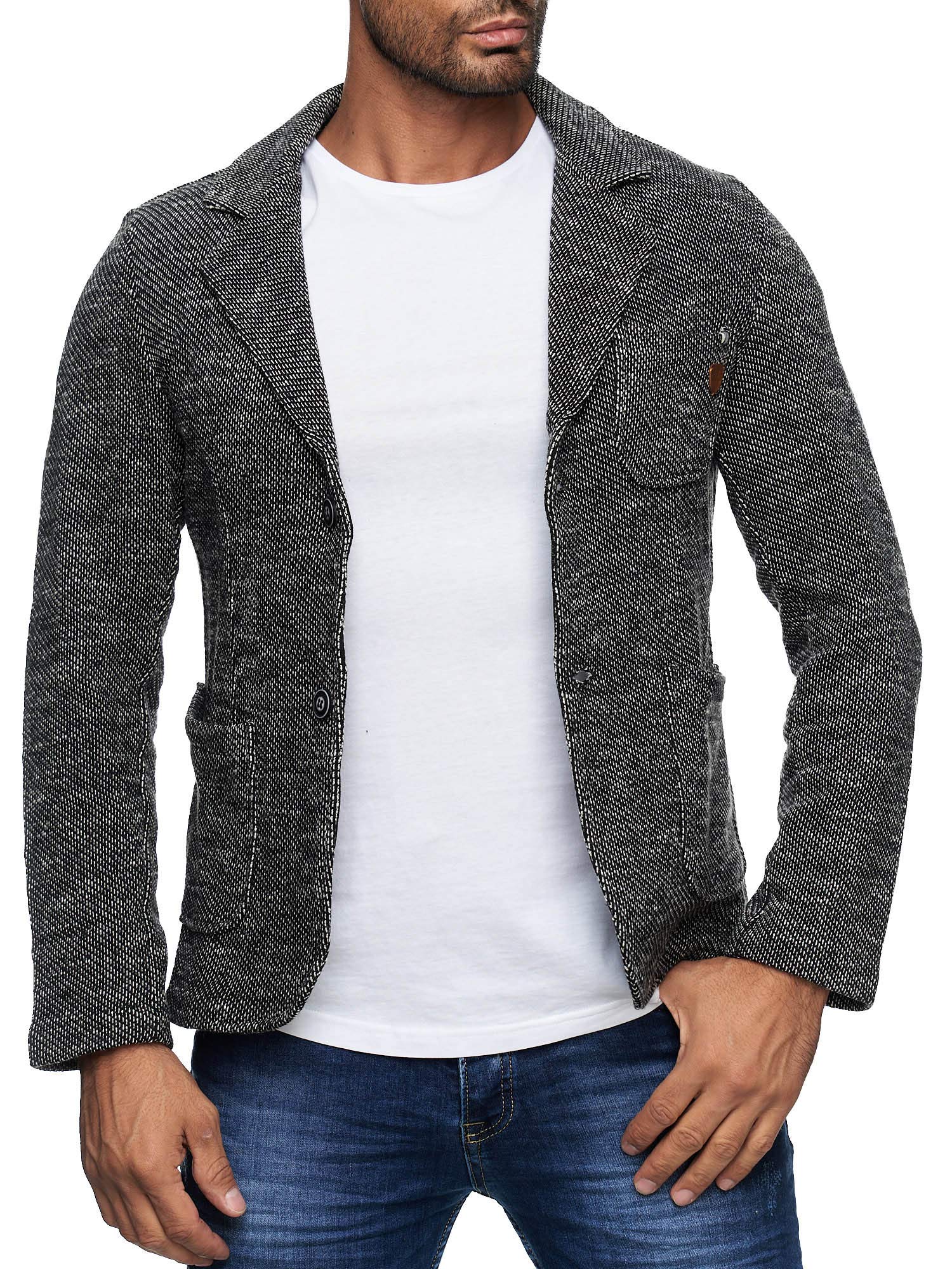 Reslad Herren-Sakko Sportlich Jakett Anzug Jacke Slim Fit Freizeit Blazer-Herren RS-1421 Anthrazit L