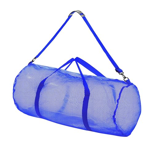 Große Strandtasche mit Tauch- und Schnorchelausrüstung und Ausrüstungstaschen, blau