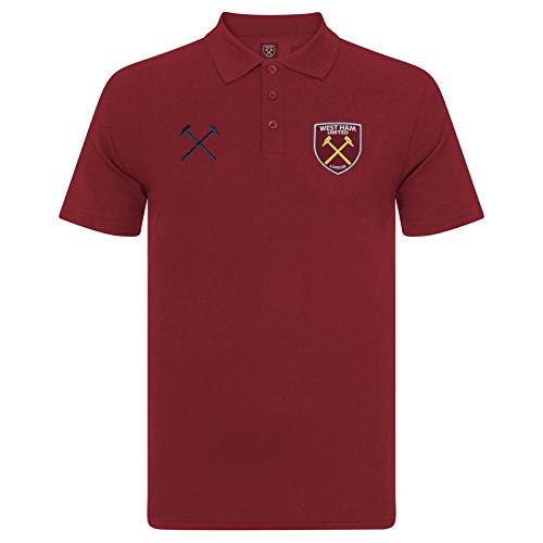 West Ham United FC - Herren Polo-Shirt mit Vereinswappen - Offizielles Merchandise - Geschenk für Fußballfans - Weinrot - L