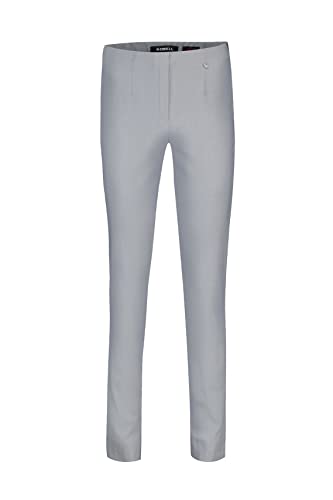 Robell Style Marie - Stoffhose Damen high Waist - Damenhose Power Stretch - Bengaline Stoff Hose mit Schlitz am Saum - Bitte eine Größe Kleiner bestellen - Lightgrey, 52