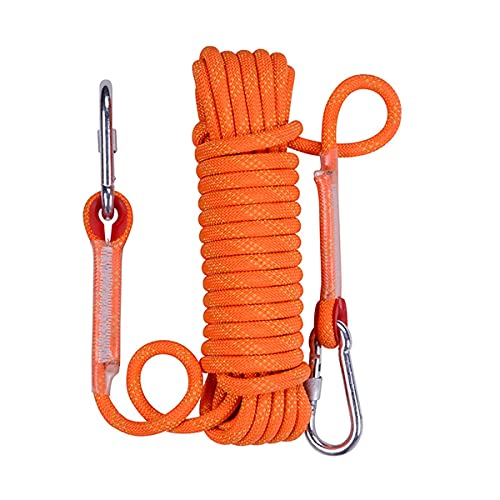 QHY Outdoor-Kletterseil, 10 mm, statisches Kletterseil, Mehrzweckseile, Eiskletterausrüstung, Feuerrettung, Fallschirmseil, Fluchtseil (Farbe: Orange, Größe: 30 m x 10 mm)