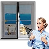 Katzennetz Fenster für Balkon Ohne Bohren Edelstahl, Katzensichere Fliegengitter mit Klettband Selbstklebend, for Windows/Living Room Windows (110 * 120cm,Black)