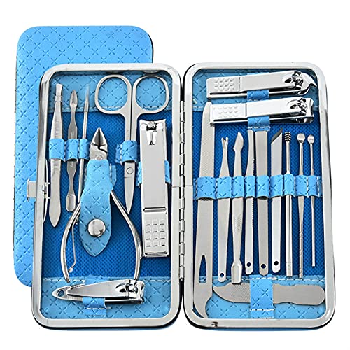 Zehennagelknipser 19pcs / Set Beschneiden Nagelschneider Zangen Zangen Set Set Single Nail Groove Pedicure Clipper Tool Home Tool Nagelknipser-Set (Color : Blauw)