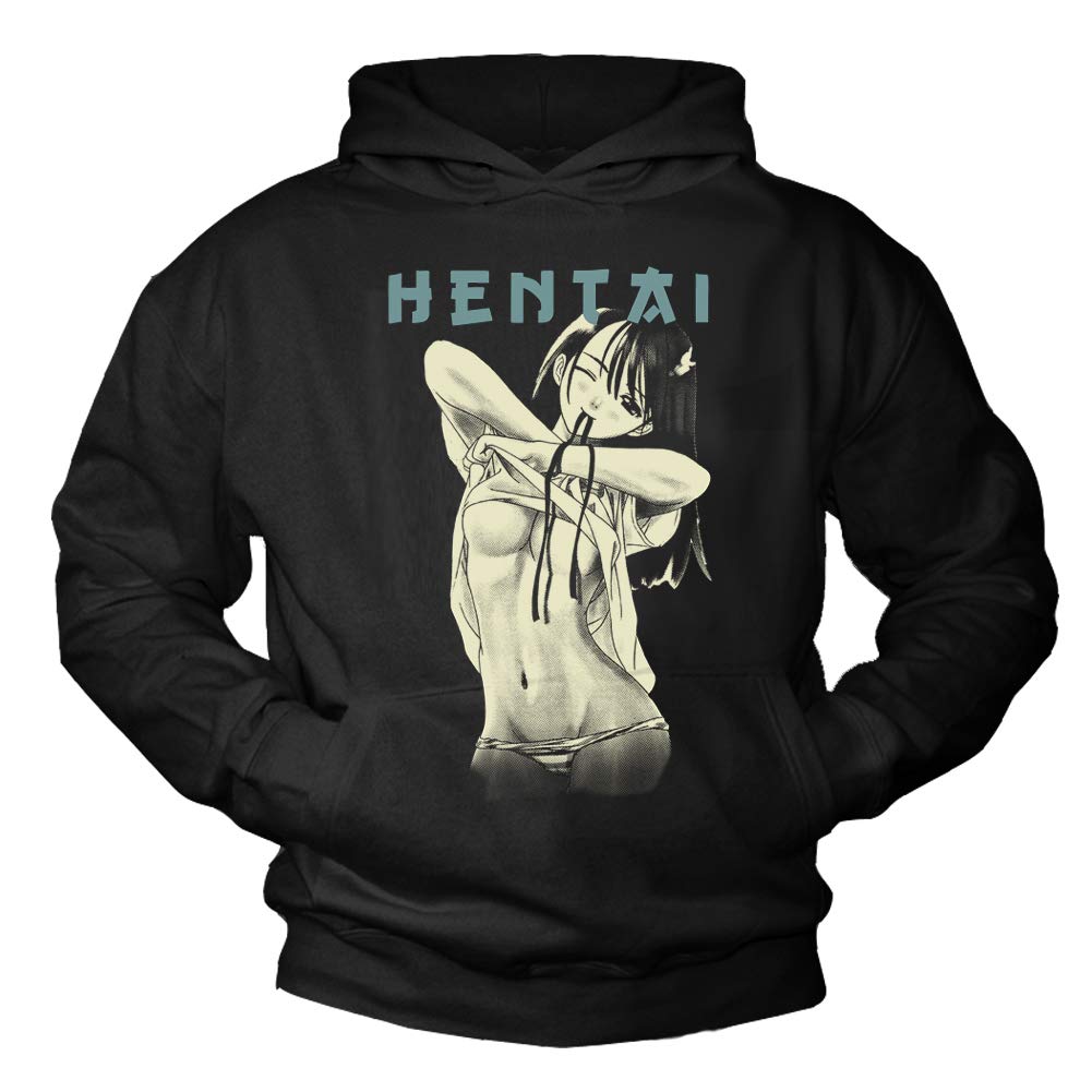 MAKAYA Manga Kapuzenpullover Herren/Jungen - Hentai Hoodie Anime Sweatshirt mit Kapuze Pullover Nerd Geschenke Jungs/Mädchen Schwarz L