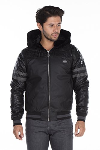 Cipo & Baxx Herren Jacke mit Schlangenstruktur Schwarz Gr.L