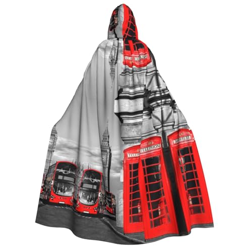 WURTON England UK London Telefonaufdruck Unisex Kapuzenumhang Kapuze Halloween Karneval Cosplay Vielseitiger Erwachsenen-Kapuzenumhang