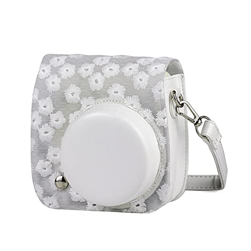 LORIER Daisy Camera Bag One Schulter Instant Kamera Schutzhülle Fall 3 Farbe Leder Kamerasack for Polaroid Mini8 / 8 + / 9 Kamera Tasche (Color : Daisy White)