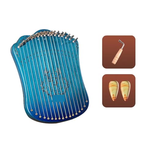 17-saitige Lyra-Harfe, tragbares Harfen-Saiten-Musikinstrument aus massivem Buchenholz mit Stimmschlüssel-Picks for Anfänger, Kinder und Erwachsene Lyra Harfe(Color:Gradient Blue)