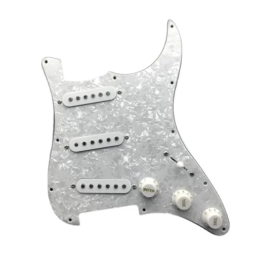 Schlagbrett Tonabnehmer für E Gitarre 11 Löcher HSS Schlagbrett für E-Gitarre SSH-Schutz Schlagplatte und Schrauben für ST-Gitarrenteile 21 Farboptionen(White Pearl)