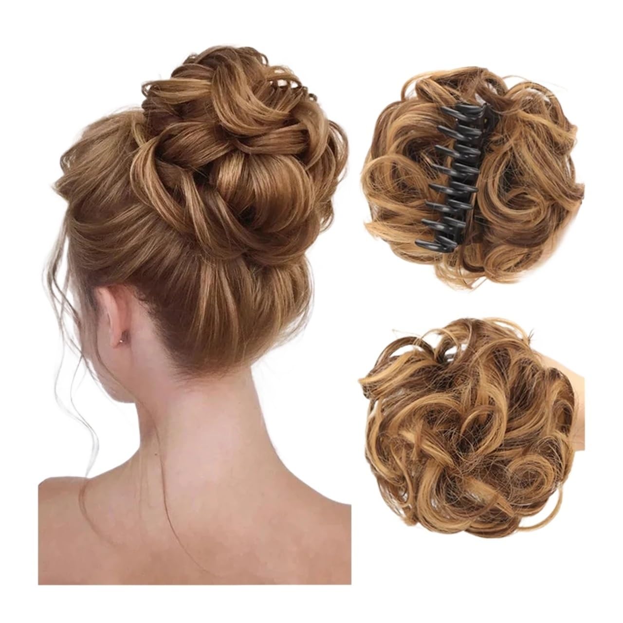 Haarteil Synthetischer Haarknoten, Clip-in-Chignon-Haarteil, lockiges, unordentliches Haar, Pferdeschwanz-Haarverlängerungen, Scrunchie-Haarteile for Frauen Haarverlängerung(T27/30/4)