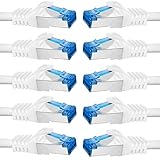 BIGtec - 10 Stück - 3m CAT.7 Gigabit Patchkabel Netzwerkkabel weiß Kupferkabel Patch Ethernt LAN DSL Kabel CAT7 (RJ45, Cat 7, S/FTP PIMF) 3,00m