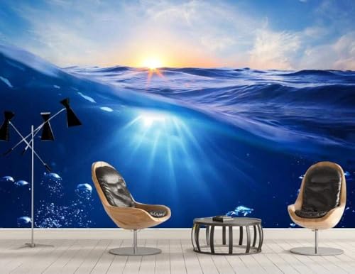 Die Blauen Wellen Des Meeres Sonnenaufgang 3D Tapete Poster Restaurant Schlafzimmer Wohnzimmer Sofa TV Dekorative Wand-350cm×256cm