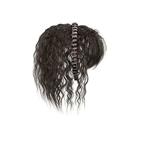 Perücken für Frauen Simulation Haar Pony Perücke Stück Stirn Haarband Pony Eine Perücke Kopffüller Haarabdeckung Weißes Haar Mädchen Perücken für die Tägliche Party Cosplay Tragen(Brown-black curly ha