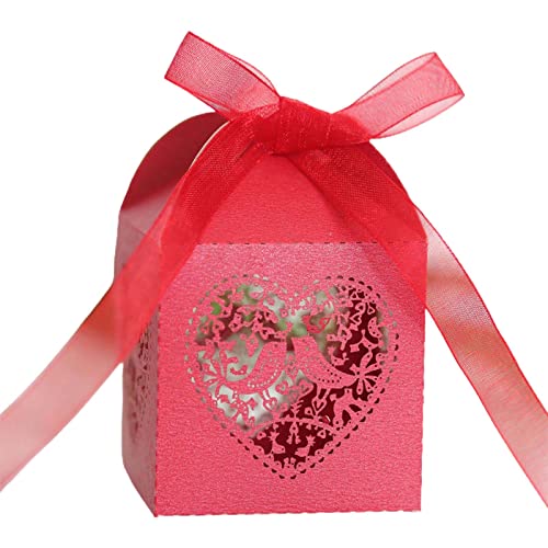 100 Stück Hochzeits-Süßigkeiten-Schachteln, Lovebirds, luxuriös, geschnitten, Party, Hochzeit, Gastgeschenk, Geschenkbox, Valentinstag