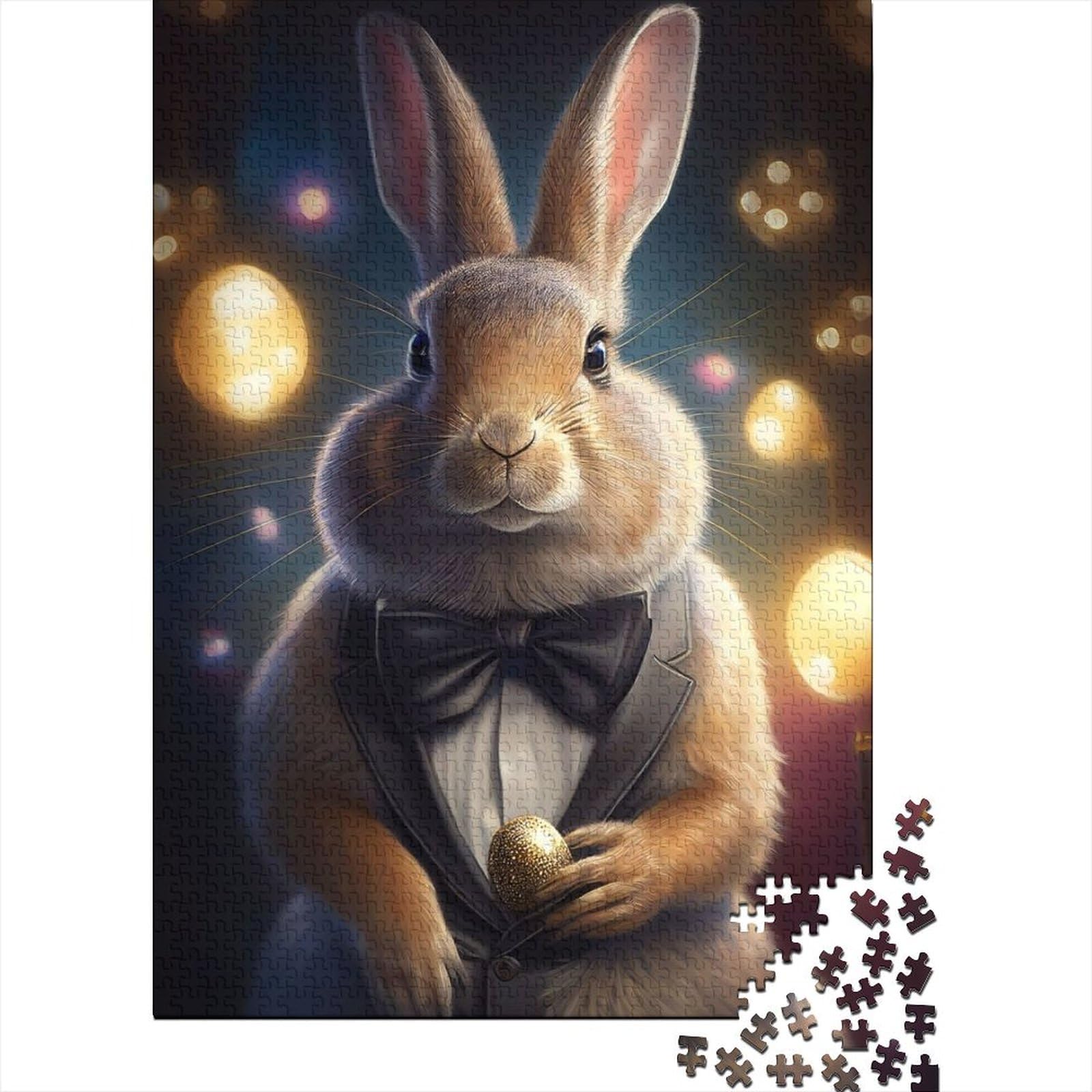 Puzzle mit Tiermotiv im Kaninchenkostüm, Puzzle für Erwachsene und Teenager, 1000 Teile für Erwachsene, schwierige Puzzles, anspruchsvolle Puzzles für Erwachsene (Größe 29,53 x 19,69 Zoll)