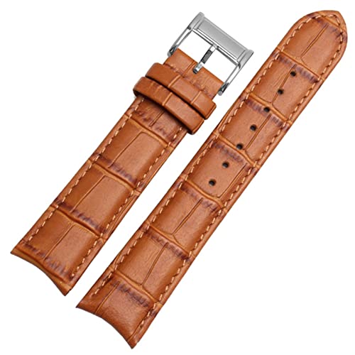 SCRUBY Echtes Leder -Uhrband für Bürger Seiko Armband 20mm Kurve End Kuh Leder schwarz blau braune Träger(Light brown silver)