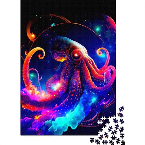 Oktopus-Puzzle 1000 Teile für Erwachsene, Holzpuzzle für Erwachsene, Teenager, Puzzle für Erwachsene, Lernspiel, Herausforderungsspielzeug, 75 x 50 cm