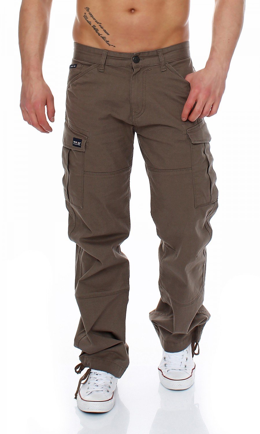 Big Seven Brian Cargo Hose Comfort Fit Herren Jeans, Farbe:Khaki, Hosengröße:W42/L34