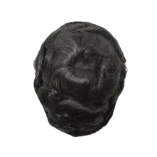 Männer Toupet 0,03 mm Untra dünne Haut Männerhaar-Toupet Männer Prothese Kapillare Remy Menschenhaar Natürliche Herrenperücken Protese Capilar Masculina Perücken Toupet Haar(Off Black)