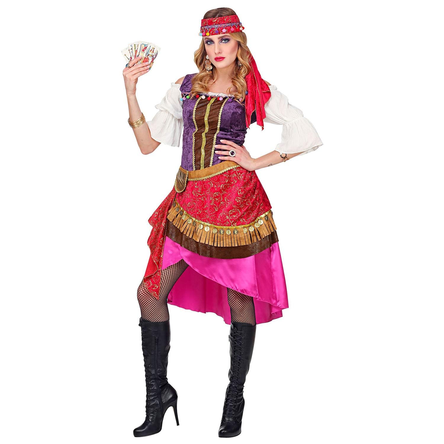 Widmann - Kostüm Zigeunerin, Kleid und Kopftuch, Wahrsagerin, Karneval, Mottoparty