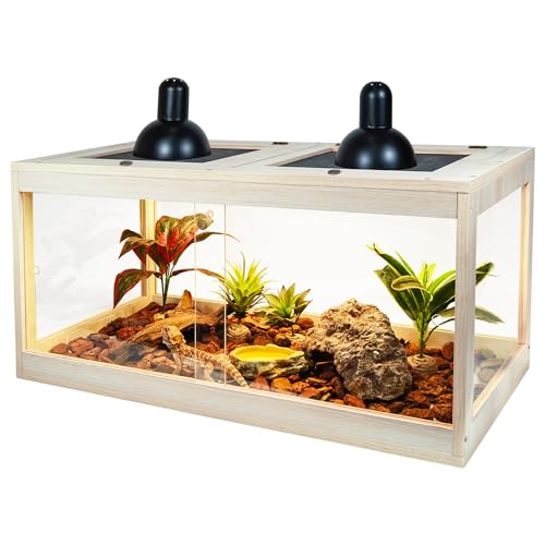 Prolee Reptilien-Terrarium bis zu 280 Liter, Reptilienlebensraum, langlebige Qualität, geeignet für alle Arten von Reptilien, Hamstern, Schlangen, Eichenfarben (32 x 16 x 16 Zoll)