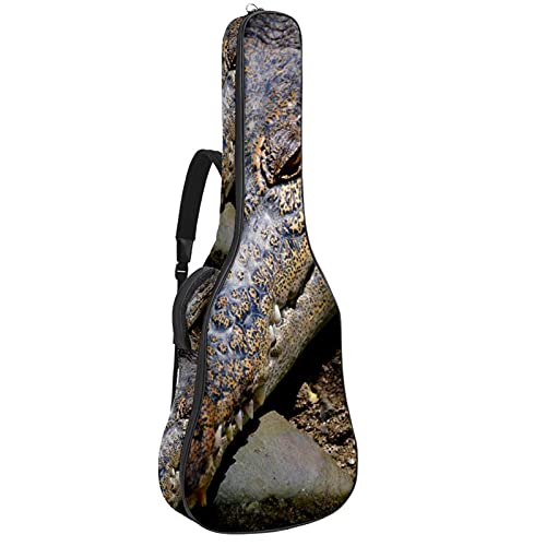 Gitarrentasche Gig Bag Gepolsterte Wasserdicht Gitarrenhülle für Akustikgitarre 40/41 / 42 zoll Krokodil-Porträt 108.9x42.9x11.9 cm