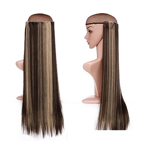 Clip-in-Haarverlängerungen Synthetische Haarverlängerung, 66 cm, hellblond, Clip-in-Haarverlängerung, langes, glattes, natürliches Ombre-Blond-Haarteil for Frauen Clip-in-Haarverlängerungen aus Echtha