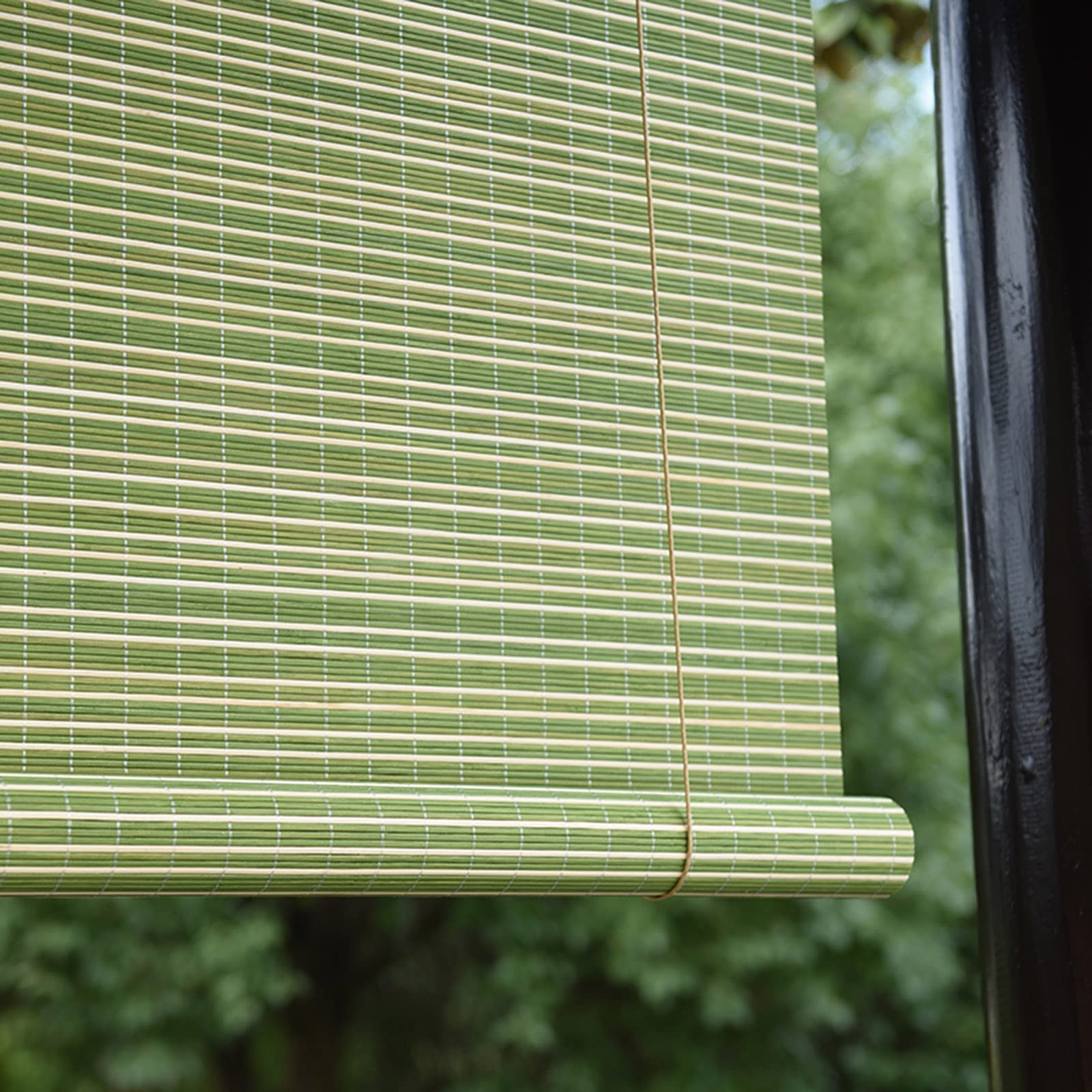 Grünes Staubdichtes Bambusrollo Fenster-Rollos Bambus Raffrollos, 50-150cm Breit, Anpassbare Sichtschutz Rollos, Für Wohn-/Esszimmer/Schlafzimmer, Bambus Jalousien Für Garten