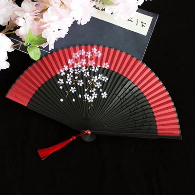 VSULZVNU Faltfächer Faltbarer Japanischer Japanischer Klassischer Blumen Faltbarer Kirschblüten Alte Handgemachte Seide Klassischer Ventilator Kompatibel mit Hanfu Fan (A4) (A4)