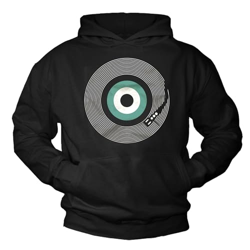 MAKAYA Kapuzenpullover Musik Geschenke Vinyl Hip Hop Retro Hoodie Pullover Tape Kassette Kopfhörer Sweatshirt Schwarz Größe XXL