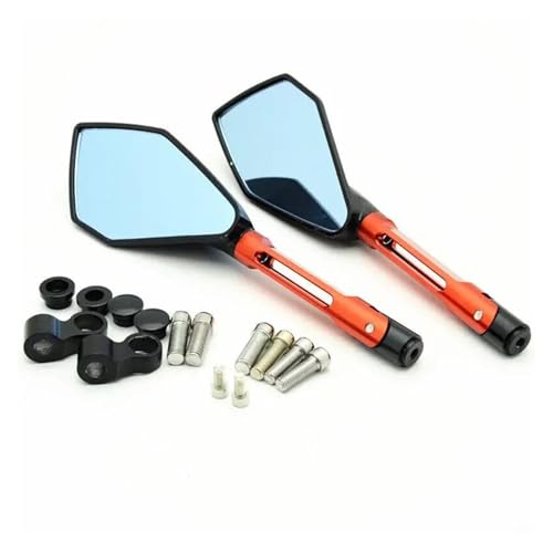 Universal Motorradspiegel Aluminium Rückspiegel Für Y&amaha FZ6 FZ8 Für MT07 Für MT09 Motorradspiegel-Set(Orange)