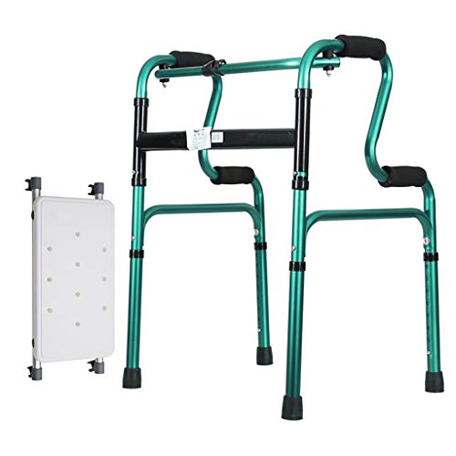 Faltbare Gehhilfe aus Aluminium, Rollator, 2-in-1-Gehhilfe mit Sitz für ältere Menschen (Braun, Blau, Rot) (Farbe: GRÜN) (Grün)