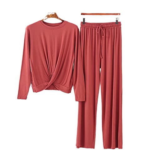 Womens Pajamas Set - Elegant Autumn Clothes Women Modal O-Neck Night Suits for Women 2 Piece Set Long Sleeve Sleepwear M-XXL Large Size Lounge Set,Style B,XL