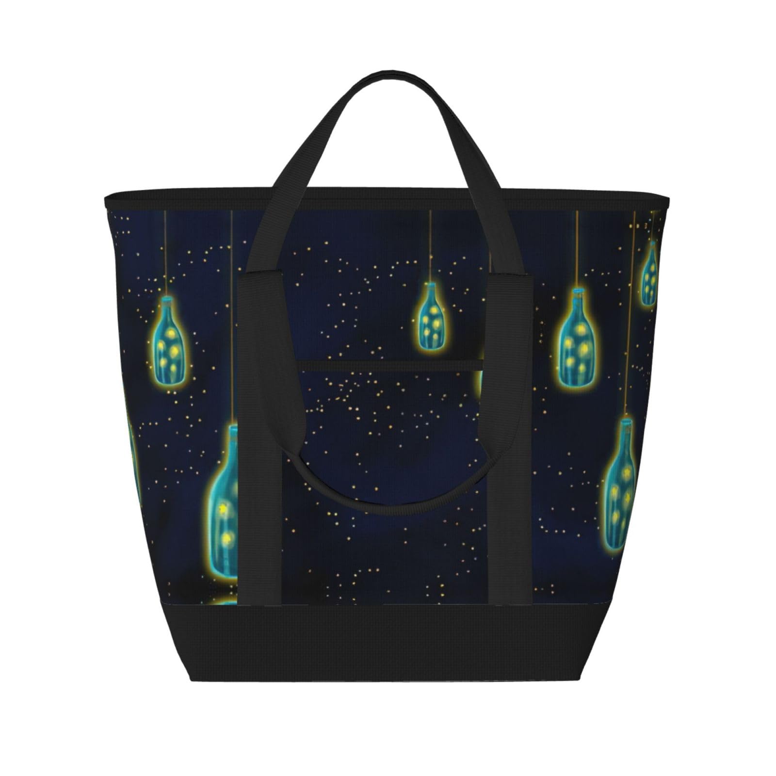 YQxwJL Schöne Flasche mit Aufdruck "Under The Night Sky" mit großem Fassungsvermögen, isolierte Lunchtasche, wiederverwendbare Einkaufstasche mit Reißverschluss für Damen und Herren