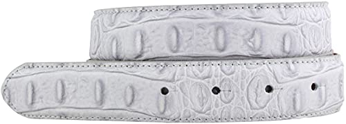 BELTINGER Gürtel mit Krokoprägung ohne Schnalle 3 cm | Leder-Gürtel für Damen Herren 30mm Kroko-Optik | Kroko-Muster | Hellgrau 85cm