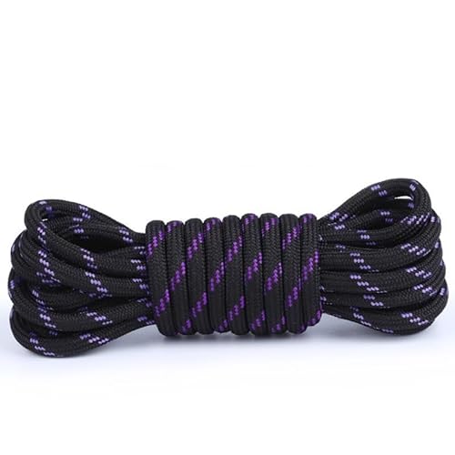 RybdaFDc Schnürsenkel, 1 Paar runde Schnürsenkel, feste Schnürsenkel, Polyester-Schnürsenkel, passende Sportschuhe, Werkzeug, Wanderschnürsenkel(Black purple,140cm)