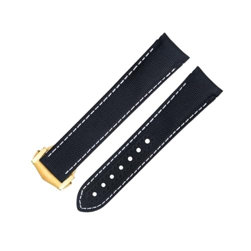 IOTUP Uhrenarmband aus Nylongewebe, 20 mm, passend für Omega-Armband für AT150 Seamaster 300 Planet Ocean De Ville Speedmaster Uhrenarmband mit gebogenem Ende, Weiß, 20 mm, Achat