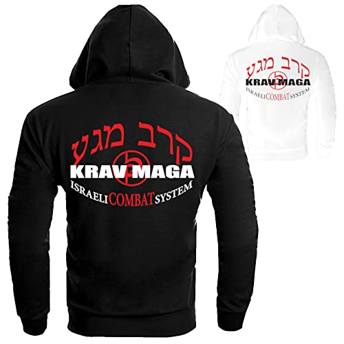 Dynamix Athletics Hoodie Krav MAGA System - Kampfsport Selbstverteidigung Kapuzenpullover Hoody Sweater Sweatshirt mit Kapuze für Herren (as3, Alpha, m, Regular, Regular, Schwarz)