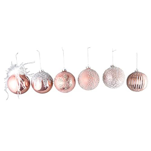 CHICCIE 6 Set Rosa Gold Glas 10cm - Christbaumkugeln Weihnachtskugeln