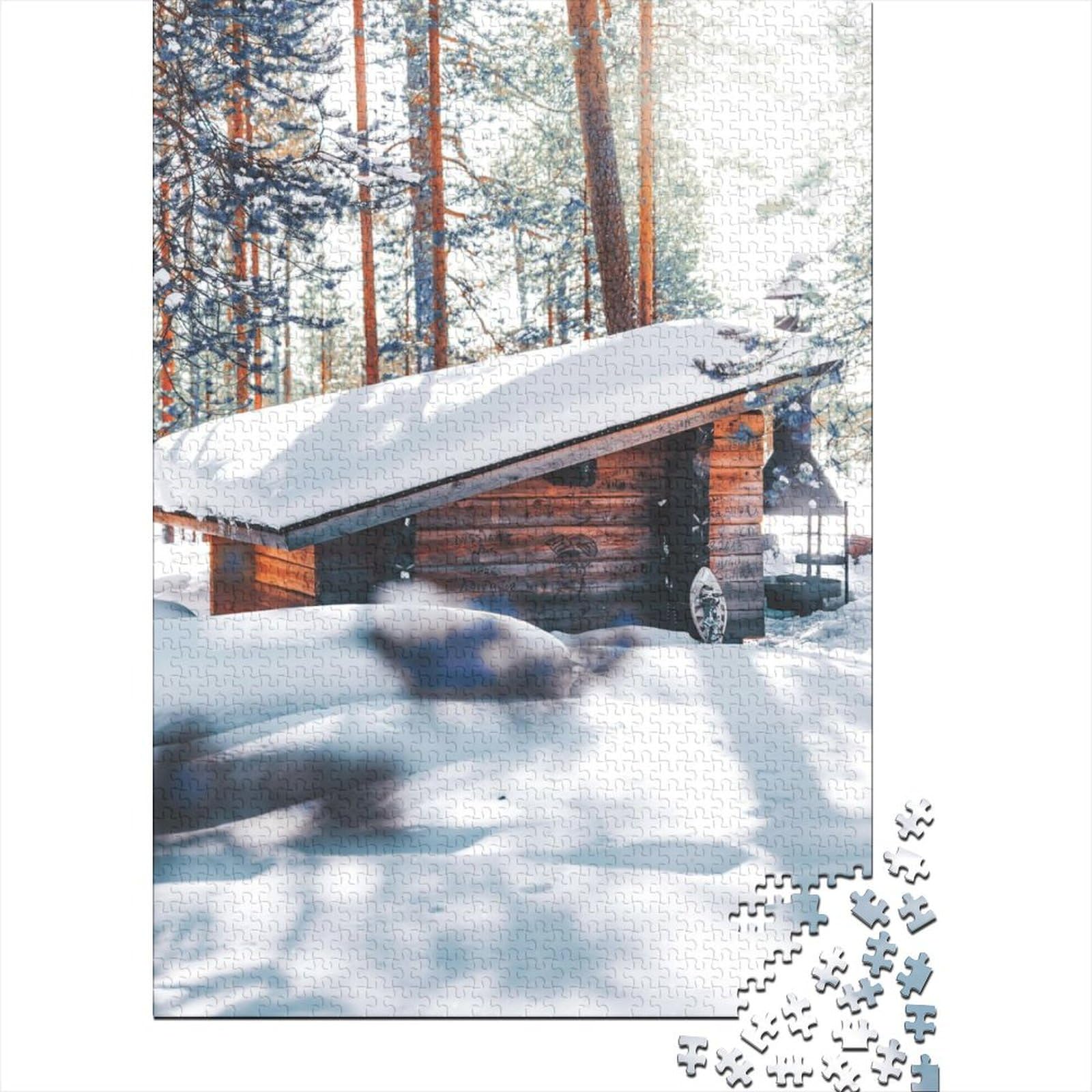 Hütte im Wald, Holzpuzzle, Puzzle für Erwachsene und Teenager, 1000 Teile, Puzzle für Erwachsene, Holzpuzzle für Erwachsene und Teenager, 75 x 50 cm