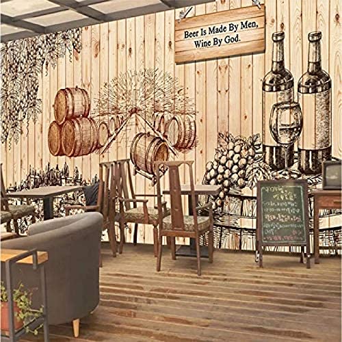 Europäische Vintage Handgemalte Wein Thema 3D Fototapeten Weinkeller Weingut Wein Zimmer Industriedekor Wandpa Tapeten Wohnkultur Fototapete 3D Effekt Wohnzimmer Schlafzimmer Kinderzimmer-150Cm×105Cm