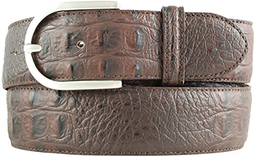 BELTINGER Damen-Gürtel mit Krokoprägung 4 cm | Leder-Gürtel für Damen 40mm Kroko-Optik | Kroko-Muster 4cm mit runder Gürtelschließe | Braun 85cm