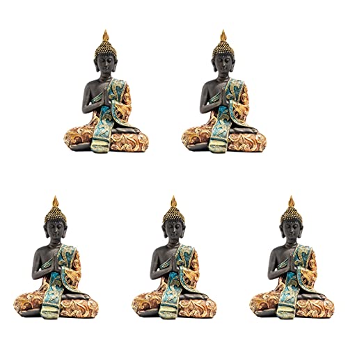 KEALBAUS 5X Buddha Statue Thailand Skulptur Harz Hand Gemachter Buddhismus Hindu Feng Shui Figur Haus Dekor Ornament