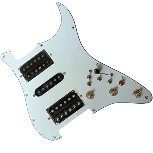 Schlagbrett-Tonabnehmer Vorverdrahtetes Schlagbrett-Set Für E-Gitarre, Schwarze Spulen-Tonabnehmer, Kupfer-Schaft-Topf, Gitarrenzubehör (Color : White)