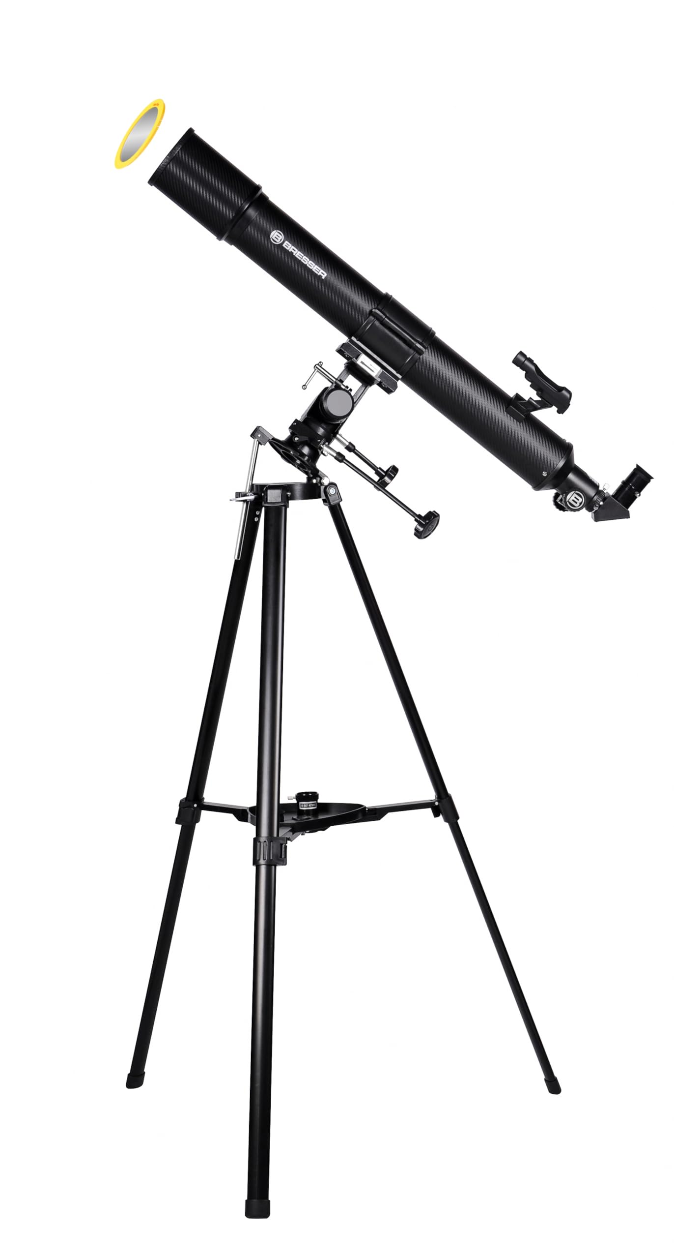 Bresser Refraktor Teleskop Taurus NG 90/900 mit Smartphone Kamera Adapter und hochwertigem Objektiv-Sonnenfilter, inklusive Stativ und umfangreichem Zubehör