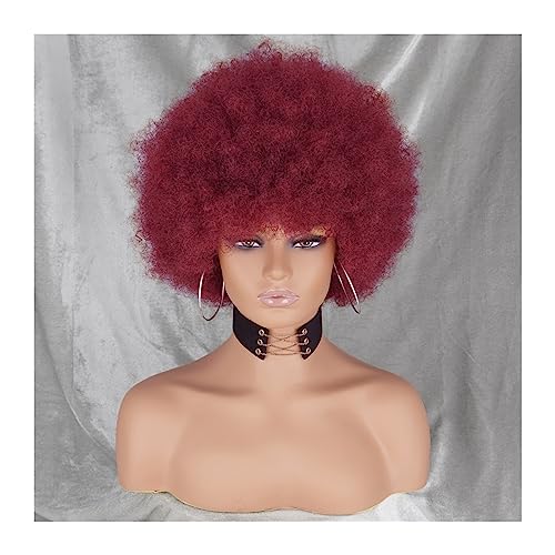 Perücken Afro-Perücken for schwarze Frauen, kurze lockige Afro-Perücke, federnd, riesige, flauschige Puff-Perücken, Premium-Synthetik for Cosplay und den Alltag Damenperücke (Color : 5)